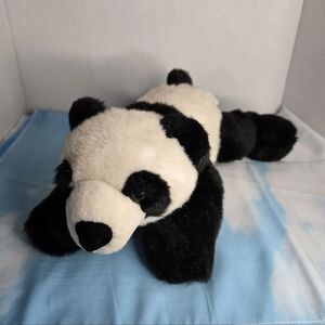 Vintage Rainforest Cafe Panda Bear Realistic Plush Stuffed Animal Laying